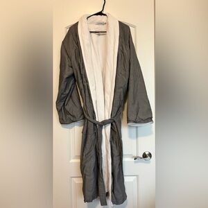 Frette Luxury Belted Robe Gray Made In Turkey Terry Lined L Unisex